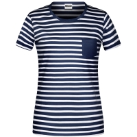 Ladies' T-Shirt Striped - Navy/white