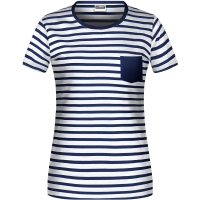 Ladies' T-Shirt Striped - White/navy