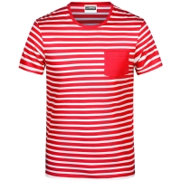 Men's T-Shirt Striped - Red/white