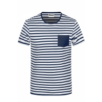 Men's T-Shirt Striped - White/navy