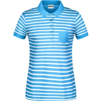 Ladies' Polo Striped - Atlantic/white