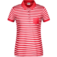 Ladies' Polo Striped - Red/white