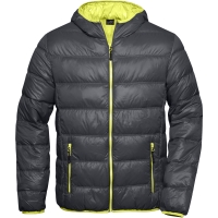 Men's Down Jacket - Carbon/acid yellow