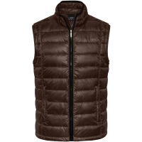 Men's Quilted Down Vest - Coffee/black