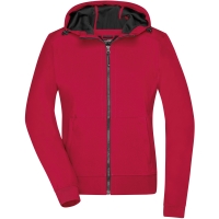 Ladies' Hooded Softshell Jacket - Red/black