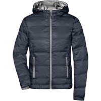 Ladies' Hooded Down Jacket - Navy/silver