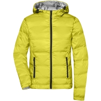 Ladies' Hooded Down Jacket - Yellow/silver