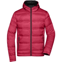 Men's Hooded Down Jacket - Red/black