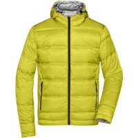 Men's Hooded Down Jacket - Yellow/silver