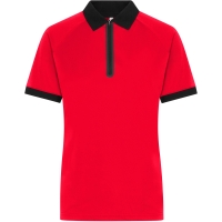 Ladies' Zip-Polo - Light red/black