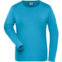 Ladies' BIO Stretch-Longsleeve Work - SOLID - - Turquoise