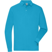 Men's Workwear-Longsleeve Polo - Turquoise