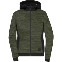 Ladies' Padded Hybrid Jacket - Olive melange/black