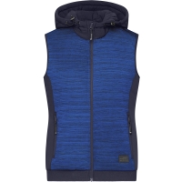 Ladies' Padded Hybrid Vest - Royal melange/navy