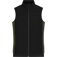 Ladies' Padded Hybrid Vest - Black/olive melange