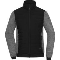 Ladies' Padded Hybrid Jacket - Black/carbon melange