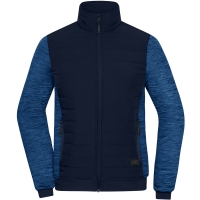 Ladies' Padded Hybrid Jacket - Navy/royal melange