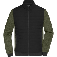 Men's Padded Hybrid Jacket - Black/olive melange