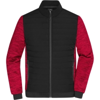 Men's Padded Hybrid Jacket - Black/red melange