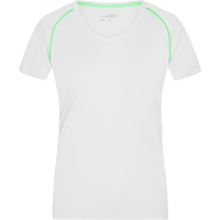 Ladies' Sports T-Shirt - White/bright green