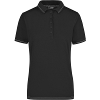 Ladies' Elastic Polo - Black/white