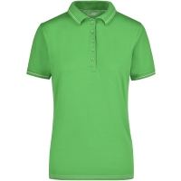 Ladies' Elastic Polo - Lime green/white