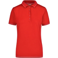 Ladies' Elastic Polo - Red/white