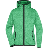 Ladies' Knitted Fleece Hoody - Green melange/black