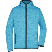 Men's Knitted Fleece Hoody - Blue melange/black