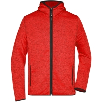 Men's Knitted Fleece Hoody - Red melange/black