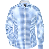 Ladies' Checked Blouse - Glacier blue/white