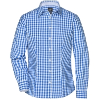 Ladies' Checked Blouse - Royal/white