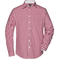 Men's Checked Shirt - Bordeaux/white