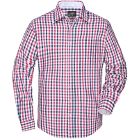 Men's Checked Shirt - Navy/red navy white