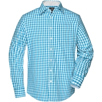 Men's Checked Shirt - Turquoise/white