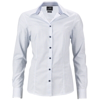 Ladies' Shirt "Dots" - White/light blue