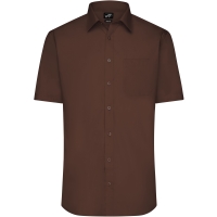Men's Shirt Shortsleeve Poplin - Brown