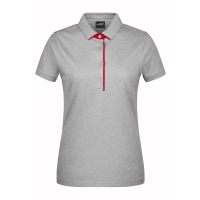 Ladies' Polo Single Stripe - Grey heather/red