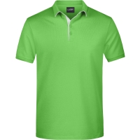Men's Polo Single Stripe - Lime green/white