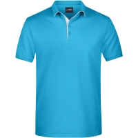 Men's Polo Single Stripe - Turquoise/white