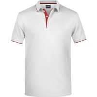 Men's Polo Stripe - White/red