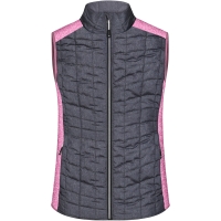 Ladies' Knitted Hybrid Vest - Pink melange/anthracite melange