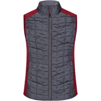 Ladies' Knitted Hybrid Vest - Red melange/anthracite melange
