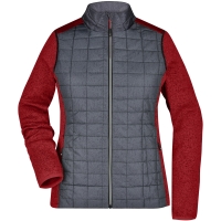 Ladies' Knitted Hybrid Jacket - Red melange/anthracite melange