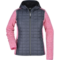 Ladies' Knitted Hybrid Jacket - Pink melange/anthracite melange