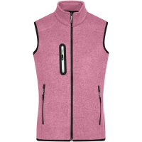 Ladies' Knitted Fleece Vest - Pink melange/off white
