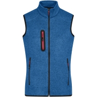 Ladies' Knitted Fleece Vest - Royal melange/red