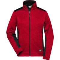 Ladies' Knitted Workwear Fleece Jacket - STRONG - - Red melange/black