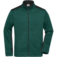 Men's Knitted Workwear Fleece Jacket - STRONG - - Dark green melange/black