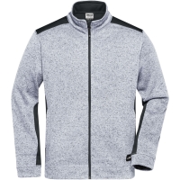 Men's Knitted Workwear Fleece Jacket - STRONG - - White melange/carbon